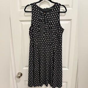Ivanka Trump Black and White Patterned Midi Dress